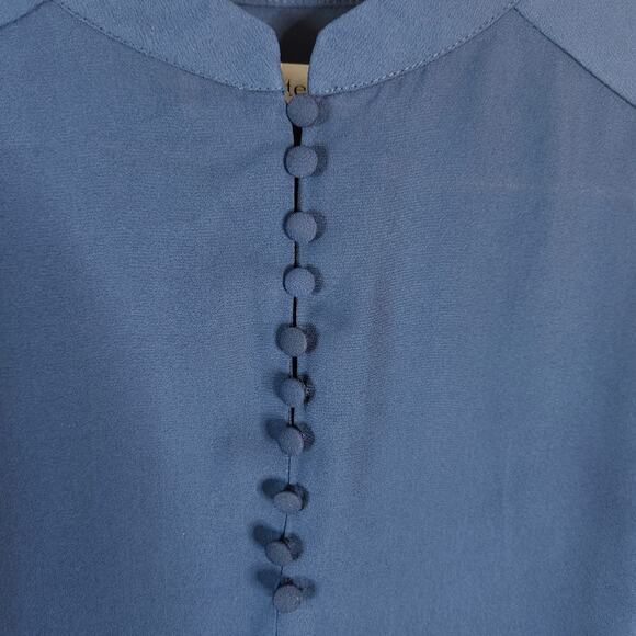 Nanette Lepore Navy Blue Semi Sheer Long Sleeve Blouse Size Small Feminine - Picture 3 of 7